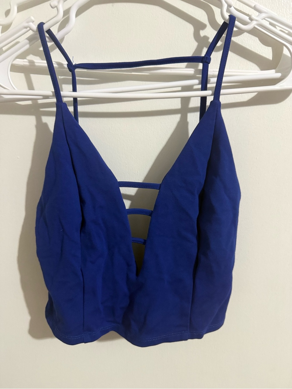 Strappy Deep V Cobalt Blue Crop Top